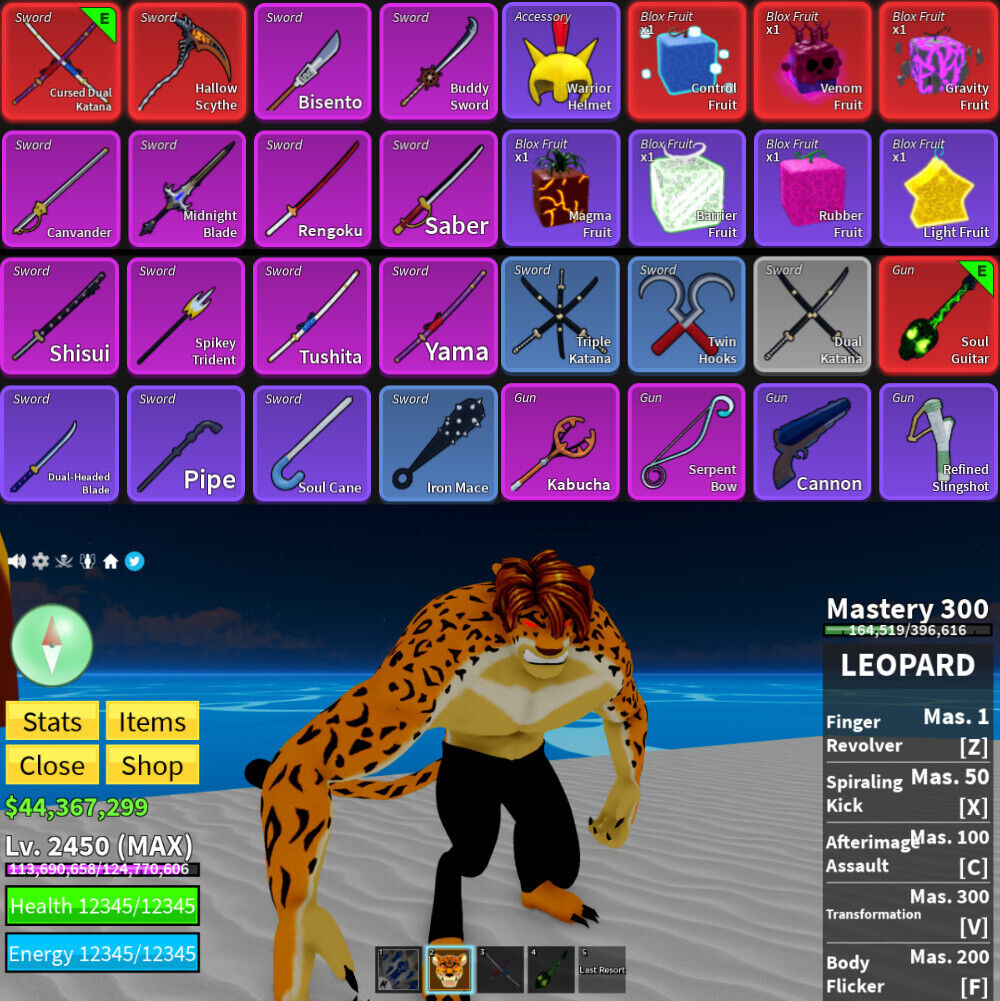 Conta Blox Fruit Nivel Max Raça Mink V3 (Haki Clrd) Leopard