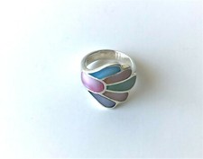 Sterling 925 Silver Ring - Pastel Mother Of Pearl - Abalone Design - Size 7.5