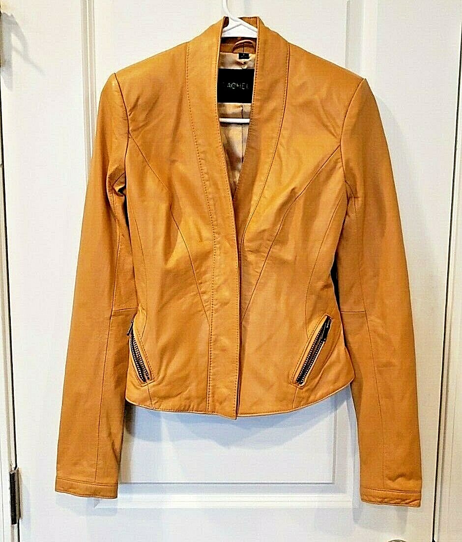 Rachel Zoe Camel Leather Short Jacket 