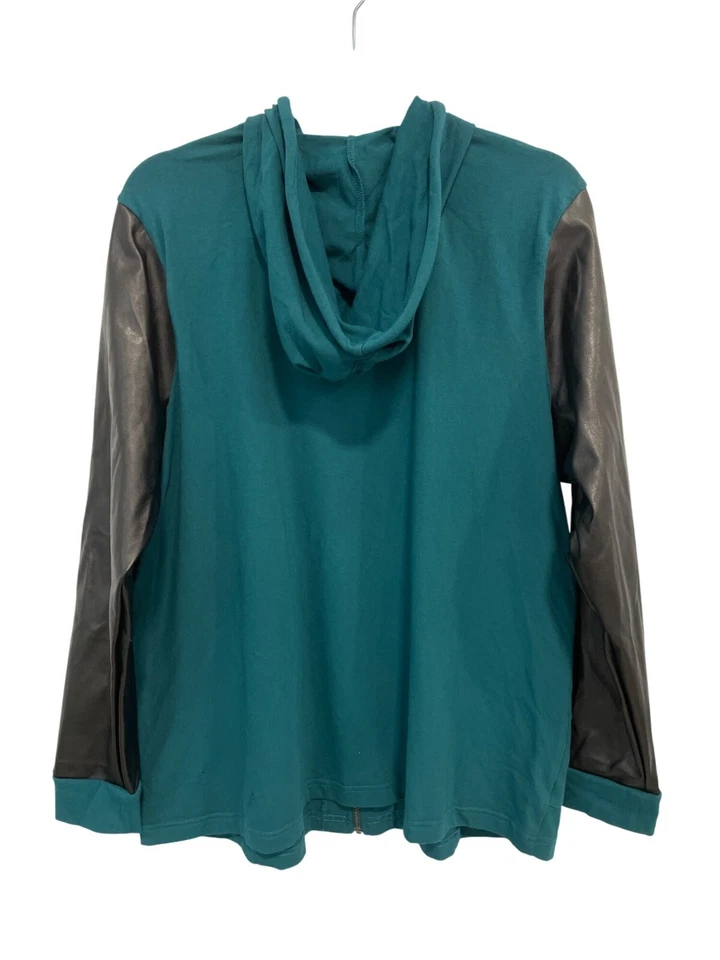 Sudadera con capucha Linea Leisure by Louis Dell'Olio con cremallera XL mangas de cuero sintético verde azulado negro Foto 2 de 4