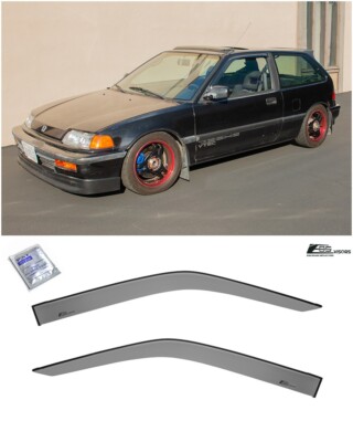EOS Visors For 88-91 Honda Civic Hatchback JDM Tape-On Side Window Rain Guards