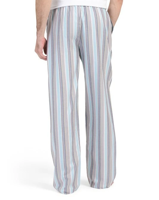 NWT Hanro NIGHT & DAY White/Aqua/Gray JAUNTY STRIPE Pajama/Lounge Pants Men S - Image 3 of 4