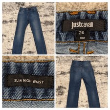 Just Cavalli Womens Size 26 Dark Wash Slim High Waist Denim Jeans Made in Italy