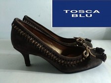 TOSCA BLU Decoltè Scrpa Balerina Donna Camoscio Marrone ITALY N° 36-39-41 NUOVO
