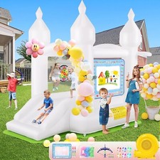 White Inflatable Bounce House Indoor/Outdoor for Kids Castle Jumping Birthday US