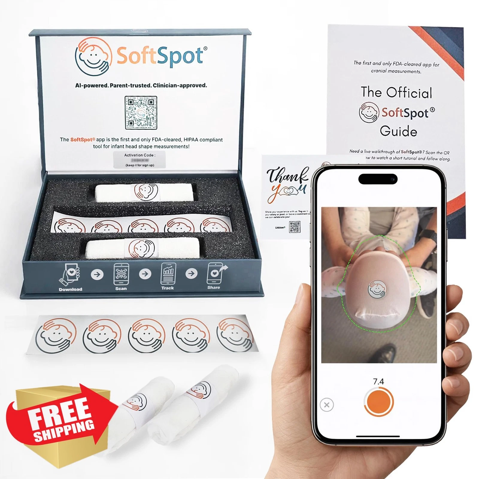 SoftSpot Baby Head Shape Tracker Kit App Included