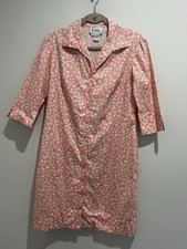 Vintage Lilly Pulitzer White Label Pineapple Flower Pink Shirt Dress Size 4