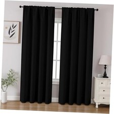 out Curtains 84 inch Length 2 Panels Set, Rod 52"W x 84"L Pack of 2 Black