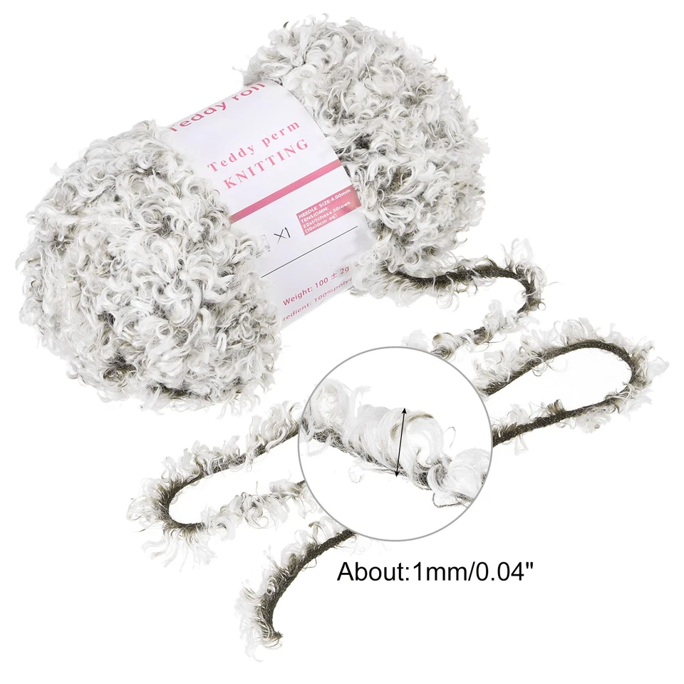Fur Yarn Soft Fluffy Chunky Yarn Fuzzy Yarn Pale Gray for Crocheting,50m Foto 2 de 4