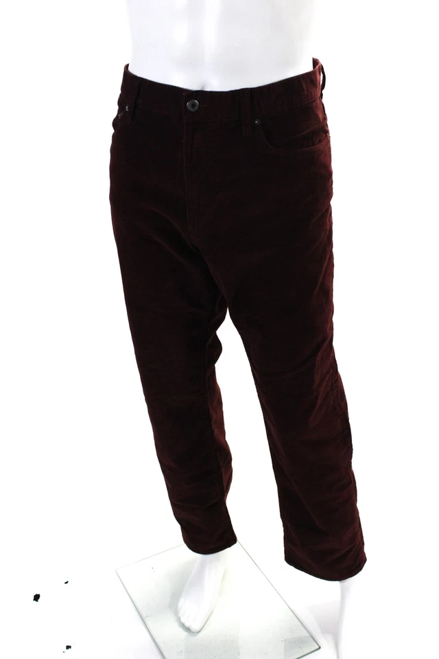 J Crew Men's Button Closure Flat Front Straight Leg Pant Burgundy Size 38 - Image 2 of 4