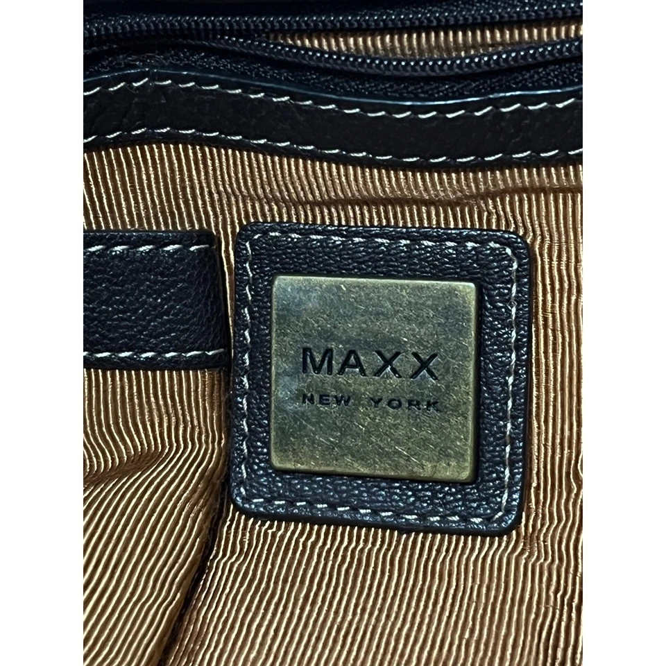 Bolso de Hombro Maxx New York Cuero Flecos Hobo Ojal Flecos Marrón Foto 4 de 4