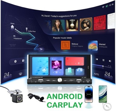 6.86'' Apple Carplay Single 1 DIN Car Stereo Radio TouchScreen Android 14 BT FM