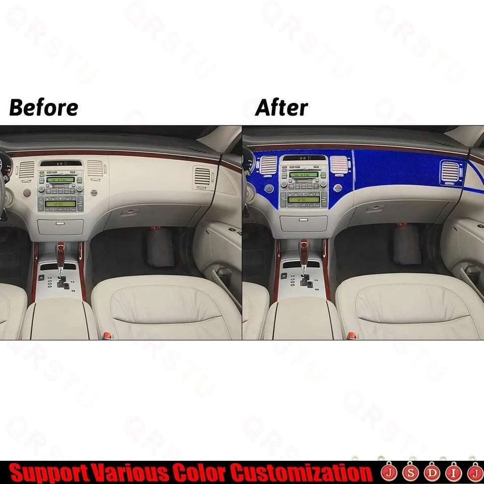 Kit de cubierta de tablero interior de fibra de carbono azul de 7 piezas para Hyundai Azera 2006-11 Foto 3 de 4