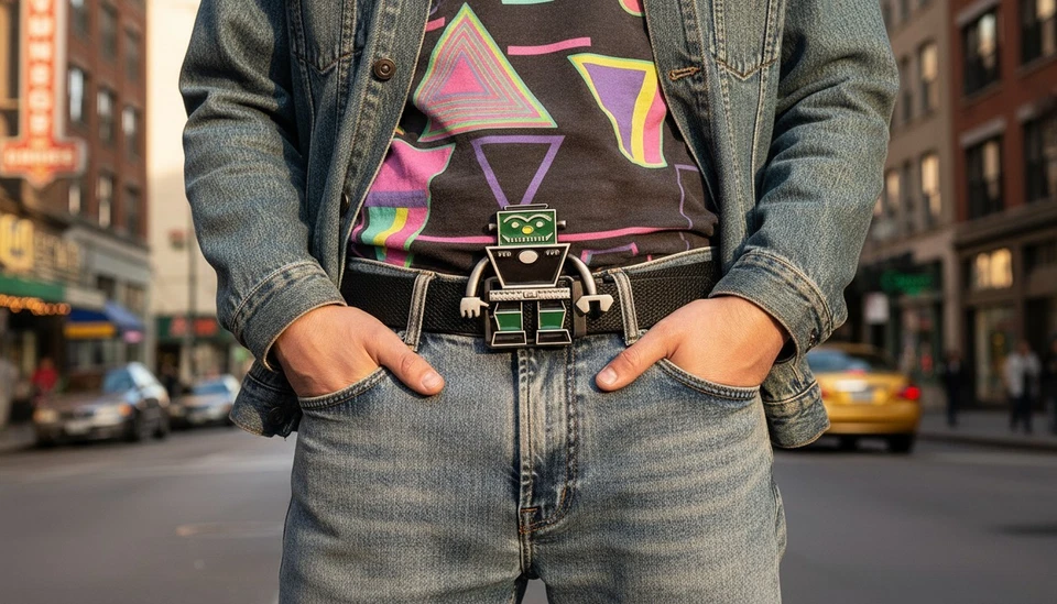 Nuovo Uomo/Donna Metallo Argento Moda Cintura Fibbia Robot Animazione Teen - Immagine 2 di 4