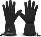 SNOW DEER Black Heated Thin Inner Glove Liners Touchscreen Rechargeable S