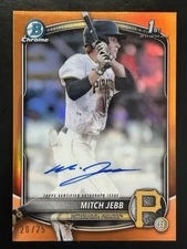 Mitch Jebb 2025 Bowman Chrome 1st True Orange Auto /25 Pittsburgh Pirates