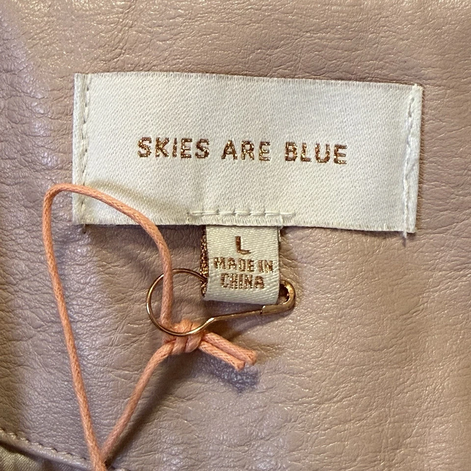 Chaqueta Blazer Skies Are Azul Mujer Talla L Rosa Imitación Cuero Mangas 3/4 Acanaladas Foto 4 de 4