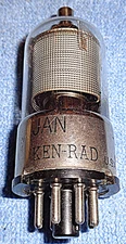 1 NOS Ken-Rad JAN 6K7GT  VT-86B Vacuum Tube 1943 Pentode for Vintage AM Radios