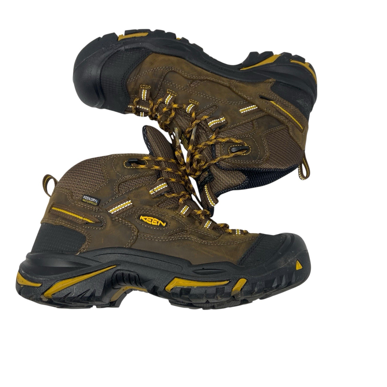 Stivali da lavoro Keen uomo Braddock pelle marrone impermeabili punta acciaio US 9 5