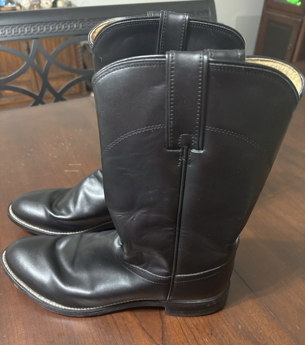 Vintage Justin Roper Boots 3133 Black Leather USA Made 7.5 D  display picture 3