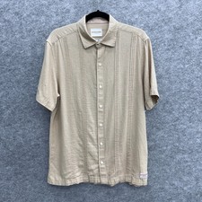 Scotch  Soda Men's Linen Blend Short Sleeve Woven Shirt Medium, Beige, NEW
