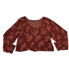 Madewell Crepe Crop Top Womens XXL Peasant Shirt Smocked Back Autumn Floral