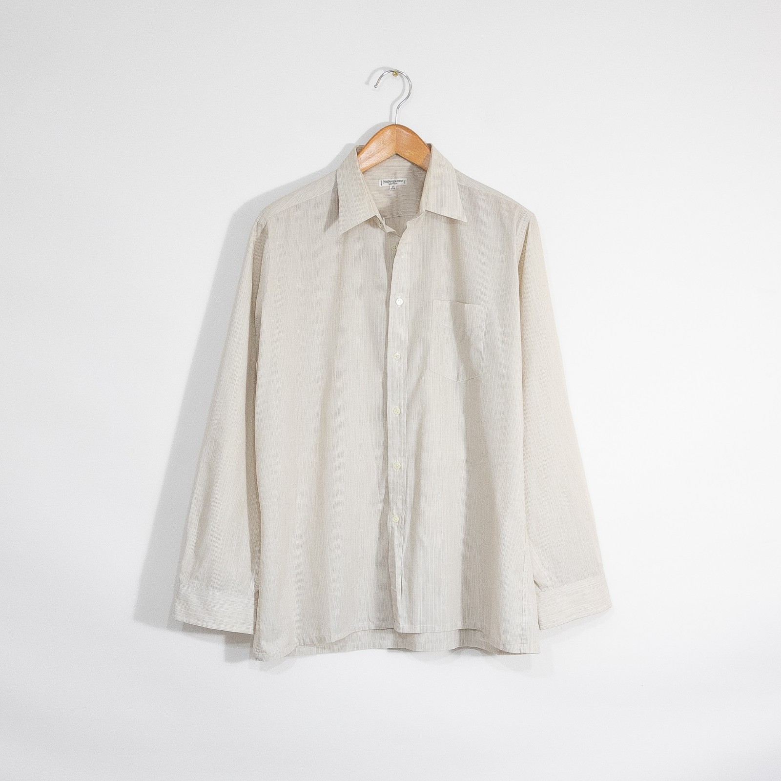 Camicia elegante vintage Yves Saint Laurent con bottoni uomo 17 34 a righe invecchiata