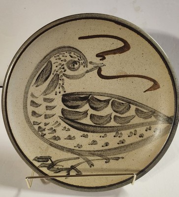 Studio Pottery Plate Bird 9.75'' Signed Herold