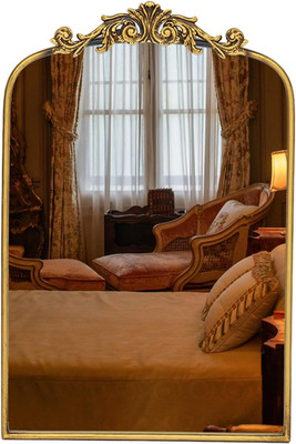 Gold Baroque Mirror Antique 16X24 Inches - Vintage Arched Mirror with Ornate Gol