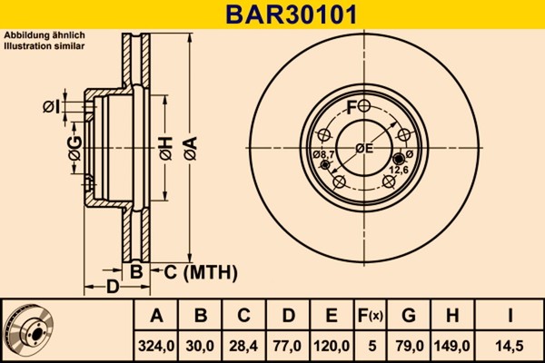 2X Barum Bremsscheibe BAR30101 FüR E32 E31 E38 BMW E39 5Er 8Er 7Er Touring 535-image