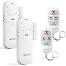 TECKNET Door Alarm Sensor 2 Packs With Remote Control, Window Alarms for Secu...