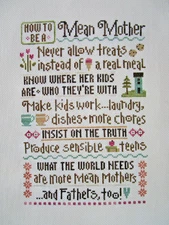 Finished Completed Lizzie Kate "How To Be A Mean Mother" Counted Cross Stitch