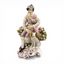 Georgiano Derby Figura di Una Seduti Shepherd Cornamusa con Cane, Modello 301, C