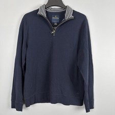 Brooks Brothers Pullover Knit Sweater Mens L Navy Blue Supima Cotton Quarter Zip