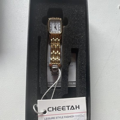 CHEETAH Women s Quartz Gold Tone Rectangle Watch Roman Numerals White Dial Boxed