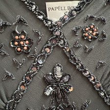 Papell Boutique Beaded Black Silk Fully Lined Shell Size L Gorgeous