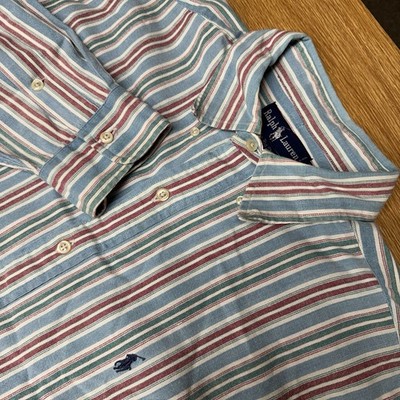 Polo Ralph Lauren Big Shirt Large Oxford Mens Striped Button Down