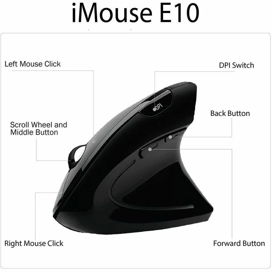 Adesso Imouse E10 - 2.4 Ghz Rf Wireless Vertical Ergonomic Mouse - Optical - - Image 3 of 4