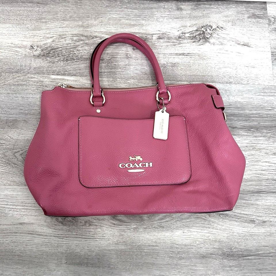 Coach Leather Emma Satchel Pink Handbag Purse Glam Barbie Luxury Purse