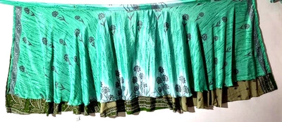 Women's Indian Sari Wrap Skirt Handmade Reversible Vintage Hippie XL Tea - Image 1 of 4