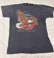 Vintage Rare 1986 3D Emblem HARLEY DAVIDSON Single Stitch T-Shirt Eagle Flag L