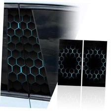 2 Pcs Honeycomb Vinyl Car Stickers Hexagon Decals, Black Blue