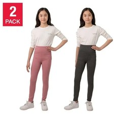 New 2 Pack Large 14/16 Rose Blue Tuff Athletics Girls Fleece Lined Leggings