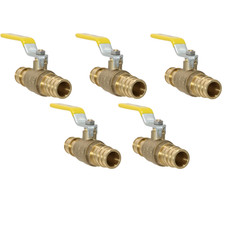 5 Pack XFITTING Pex A Ball Valve, 3/4" x 3/4", F1960 Brass, Expansion Ball Valve
