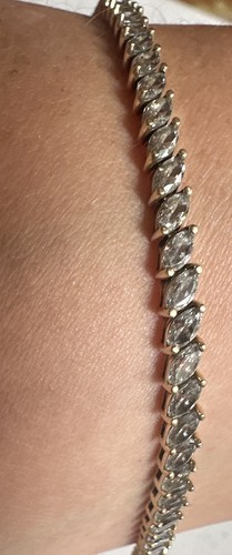 14K Gold Diamonique Tennis Bracelet 5mm 10.4 Grams Korea Diamonique