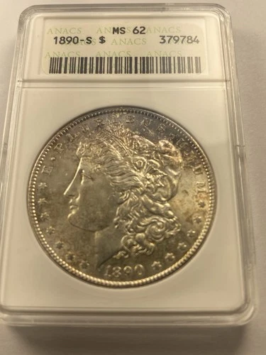 1890 $1 Morgan Silver Dollar ANACS MS62 Uncirculated San Francisco