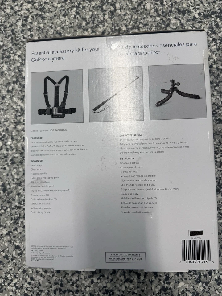 Kit de accesorios esenciales Insignia NSDGPK10 para cámara de acción GoPro Foto 2 de 4