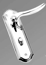 JOB LOT 5 PAIRS - Door Handle on Backplate with Bathroom Turn - Polished Chrome