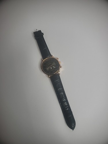 Vintage Migeer Wristwatch Watch Mens Black Band Rose Gold Tone Jewelry - Picture 2 of 10