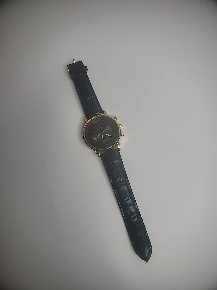 Reloj Pulsera Migeer De Colección Para Hombre Banda Negra Tono Oro Rosa Joyería Foto 2 de 4